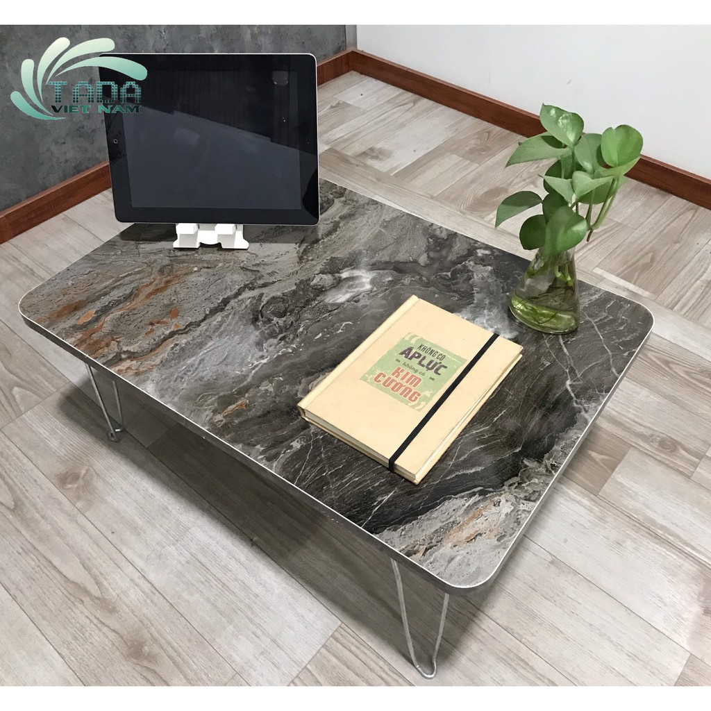 Bàn học gấp gọn thương hiệu TADA, bàn gấp ngồi học trên giường mặt vân đá sang trọng (zp06) | BigBuy360 - bigbuy360.vn