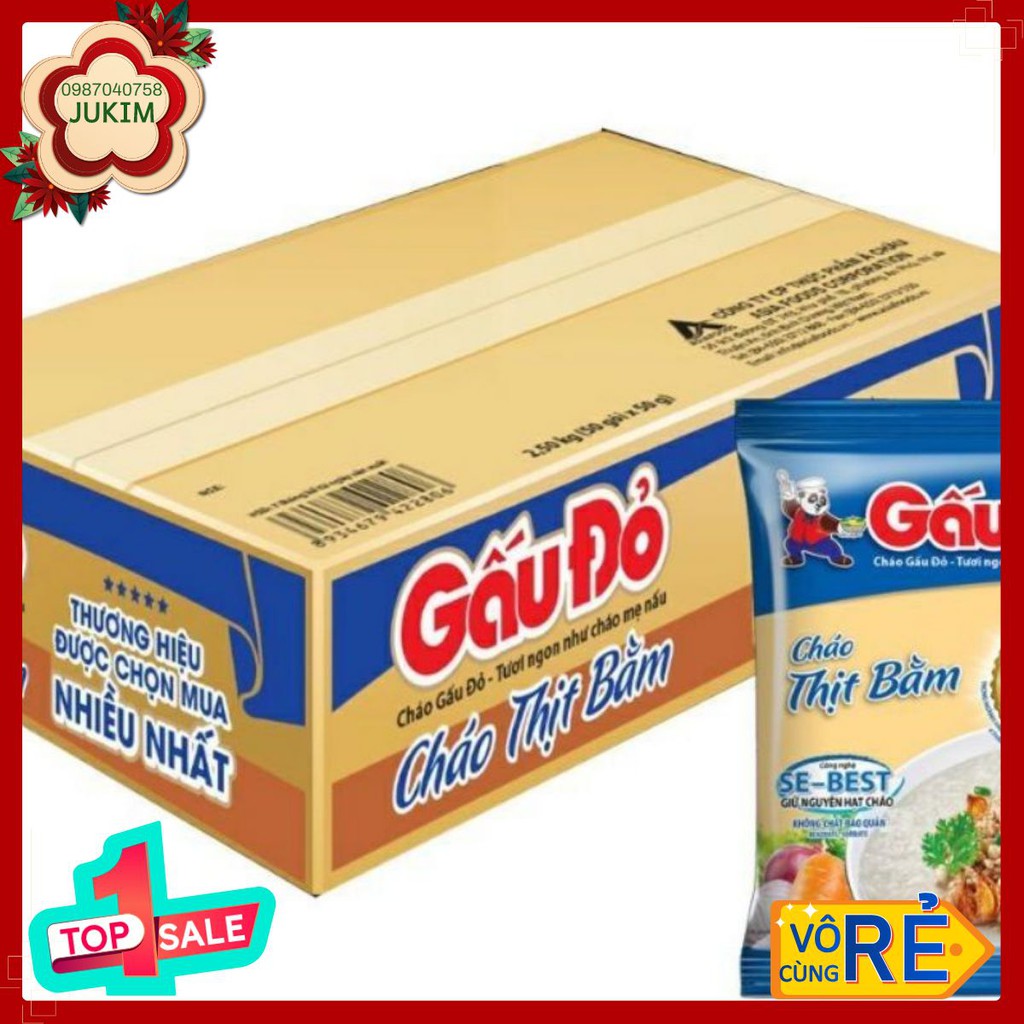 Thùng cháo gấu đỏ thịt bằm 50 gói