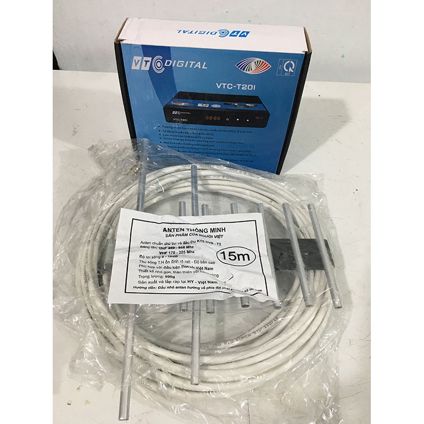 {ChÍNH HÃNG} COMBO ĐẦU THU MẶT ĐẤT VTC 201 + ĂNG TEN DÂY DÀI 15M