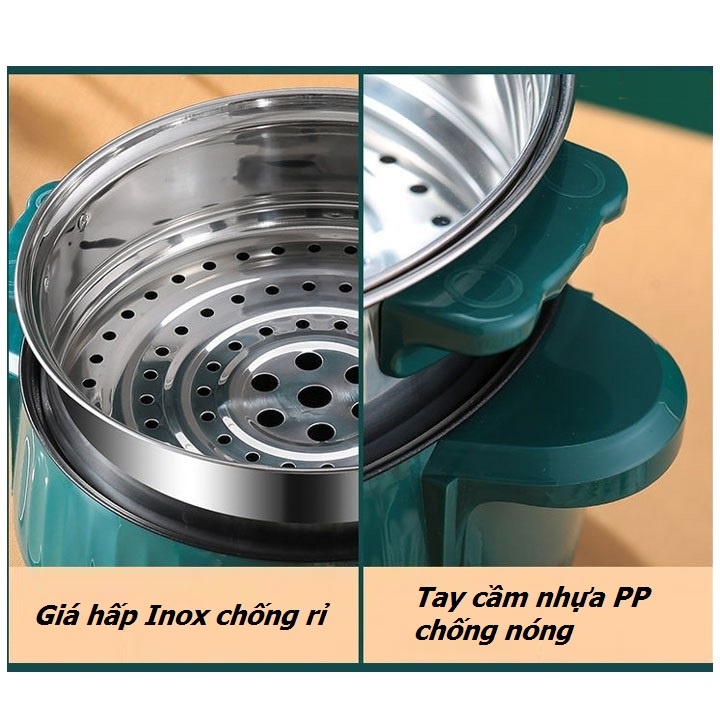 Nồi Lẩu Điện 2 tầng size 26cm và 28cm, Nồi Điện Đa Năng Rán, Chiên, Xào, Hấp, Có Lớp Chống Dính  Kèm Xửng Hấp