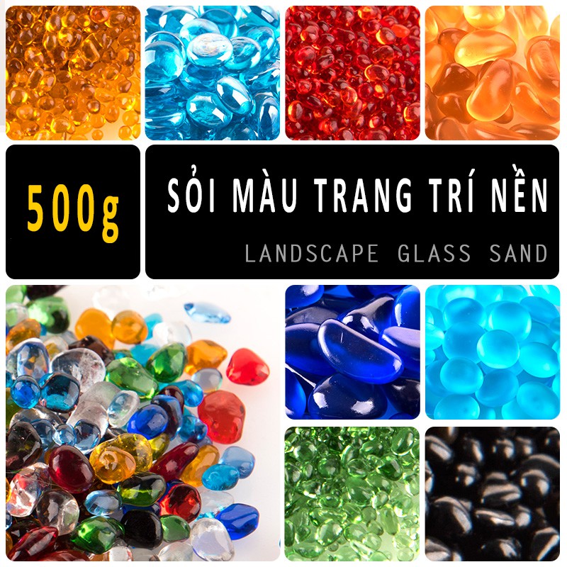 Sỏi thủy tinh màu Sỏi trang trí bể cá tiểu cảnh