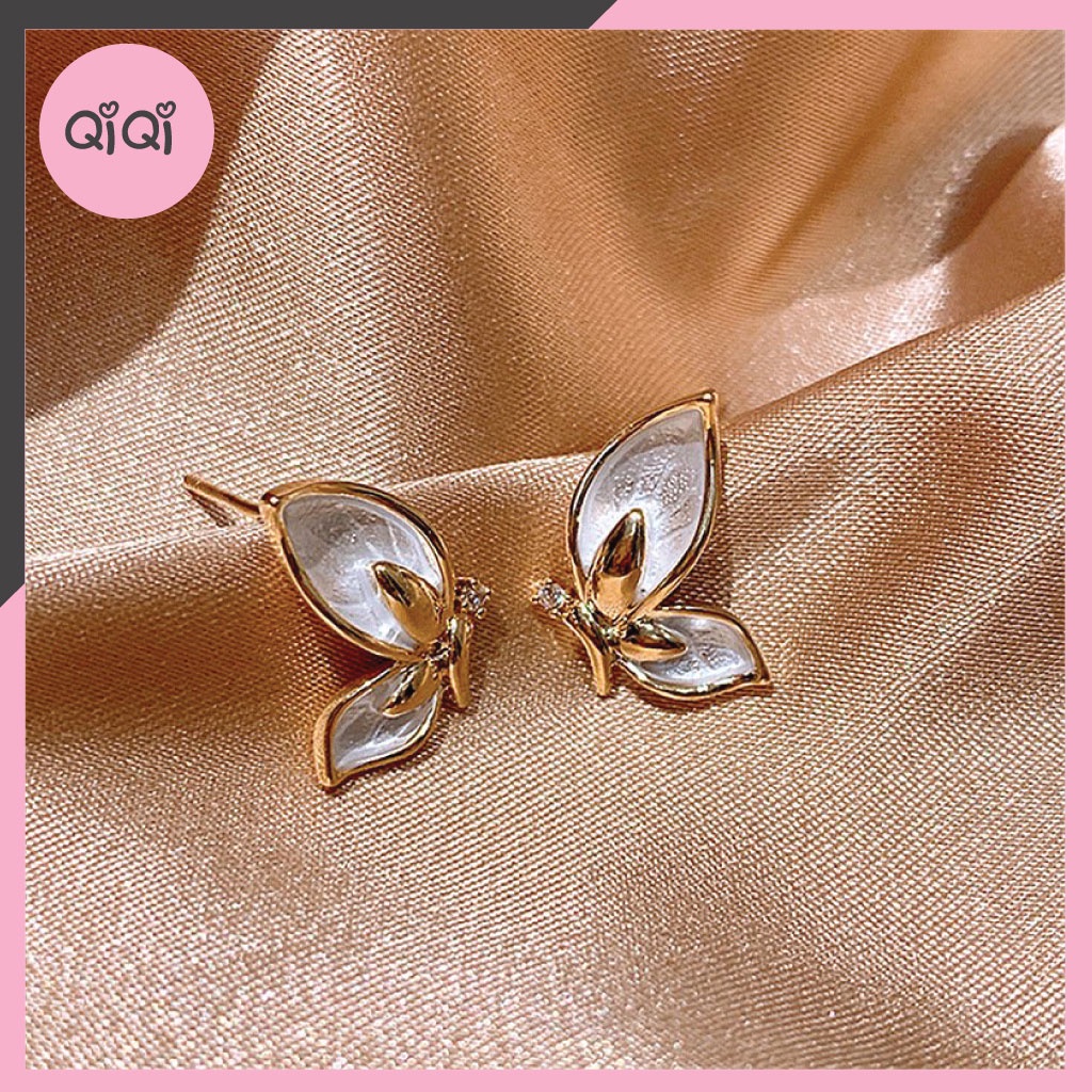 Khuyên Tai Hình Cánh Bướm Nhỏ Xinh Phong Cách Hàn Quốc T12 QiQiShop