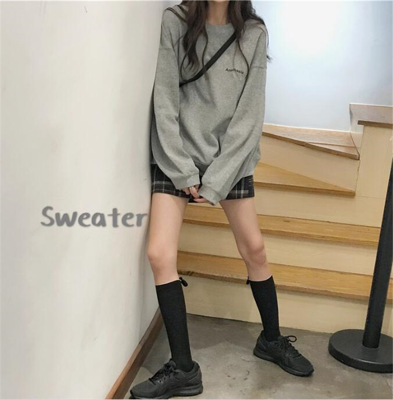 Áo Sweater Nữ Tay Dài Dáng Rộng In Chữ Phong Cách Hàn Quốc