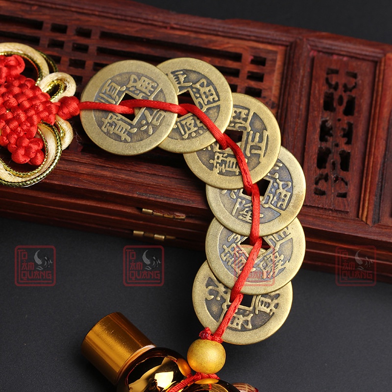 Dây đồng xu trang trí treo xe otô, cửa hàng, trang trí tết nhà ở mang lại may mắn chiêu tài lộc bình an (DẠNG THẲNG)