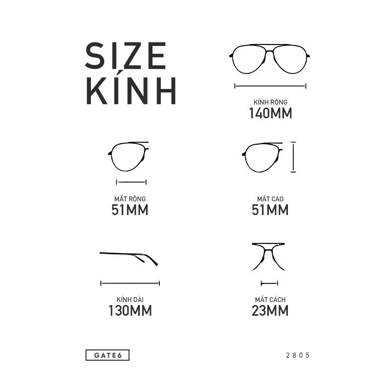 Kính Unisex Thời Trang Vintage - 2805 [Tặng bao da - móc khoá]