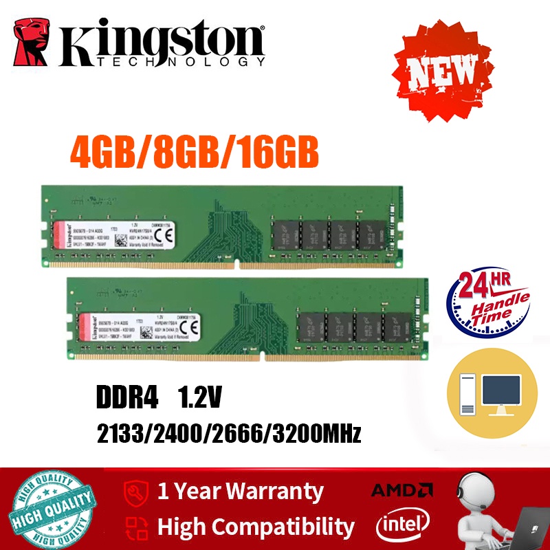 [Vận chuyển nhanh] Bộ nhớ máy tính để bàn Kingston 4GB / 8GB / 16GB RAM DDR4 DIMM 2133 / 2400 / 2666