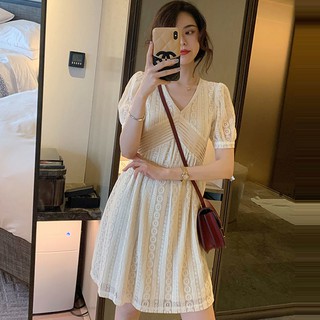 Đầm ren tay ngắn kiểu thanh lịch thời trang cho nữ