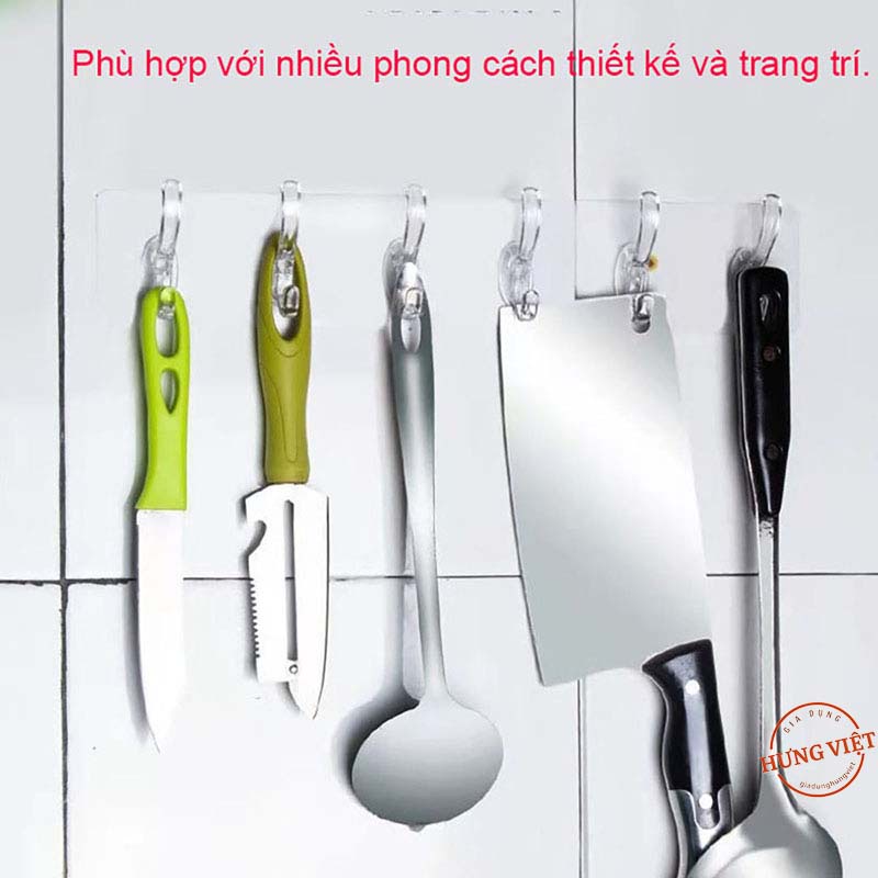 Thanh treo đồ 6 móc trong suốt siêu dính, chịu lực, chắc chắn, tiện lợi [MÓC 6]