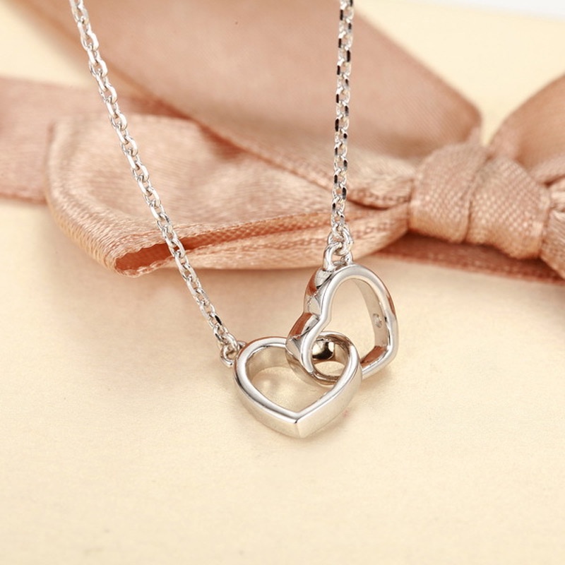 Dây Và Mặt Dây Chuyền Nữ Bạc Hiểu Minh DMD003 - Trái Tim Đôi - Bảo Hành Vĩnh Viễn ( Hàng Chính Hãng )