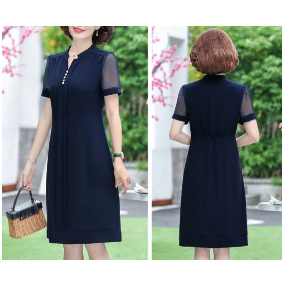 Đầm váy trung niên cao cấp cực sang cho mẹ dự tiệc, voan cúc, THỜI TRANG TRUNG NIÊN CAO CẤP SULLY