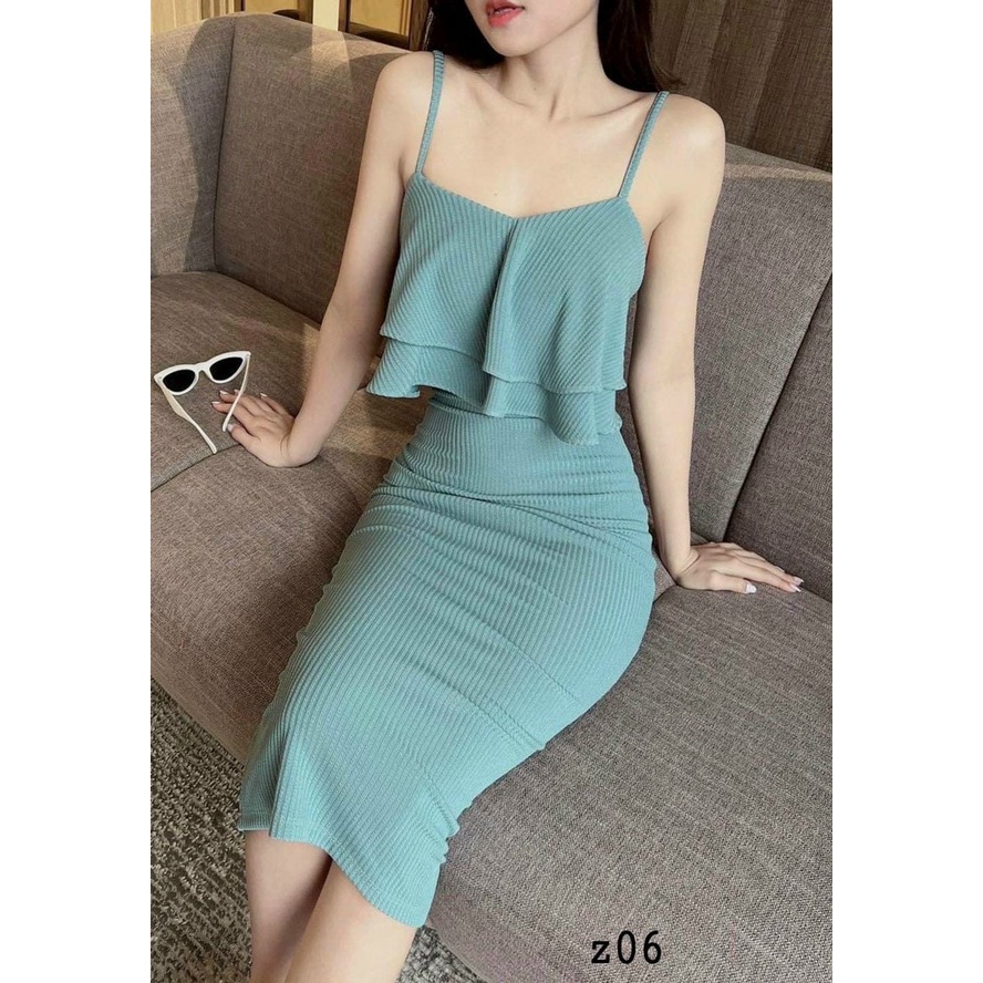 Đầm 2 dây body dáng dài phối bèo tầng xinh LY50