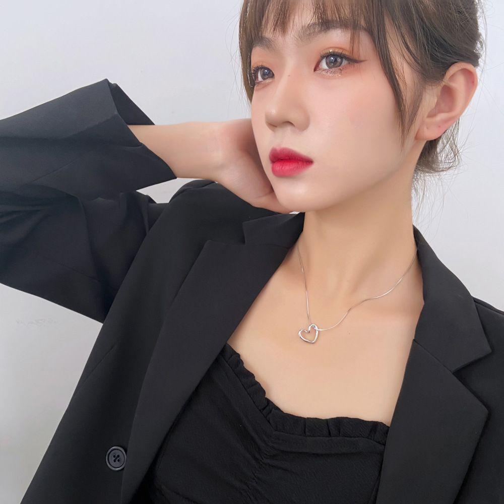 Vòng cổ Sợi Xích Bằng Thép Không Gỉ Mặt Hình Trái Tim Thời Trang Cho Nữ