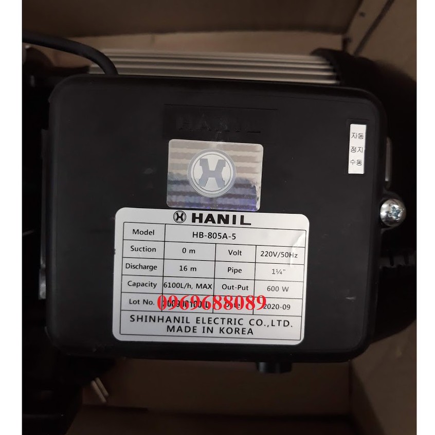 MÁY BƠM TĂNG ÁP ĐIỆN TỪ HANIL HB 805A- 5 600W made in KOREA