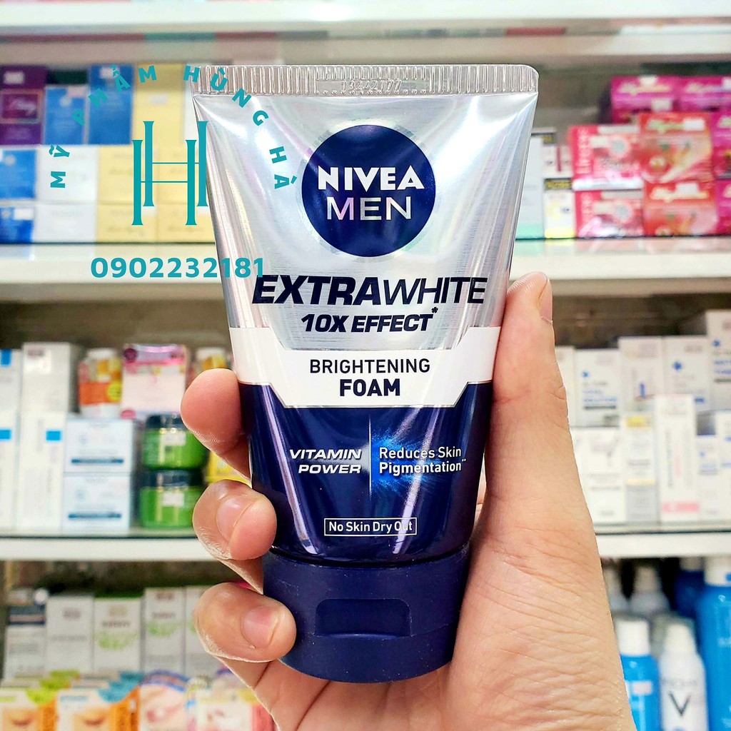 Sữa rửa mặt Nivea Men, sữa rửa mặt sáng da dịu nhẹ cho nam Nivea Men Extra White 10x Effect 100g
