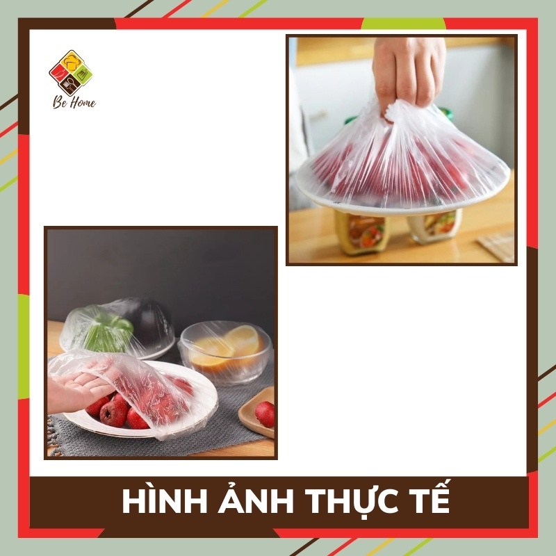 Màng Bọc Thực Phẩm co dãn siêu bền BEHOME Màng Bọc Đồ Ăn Có Chun Co Dãn Túi  Gấu [Gói 100c]