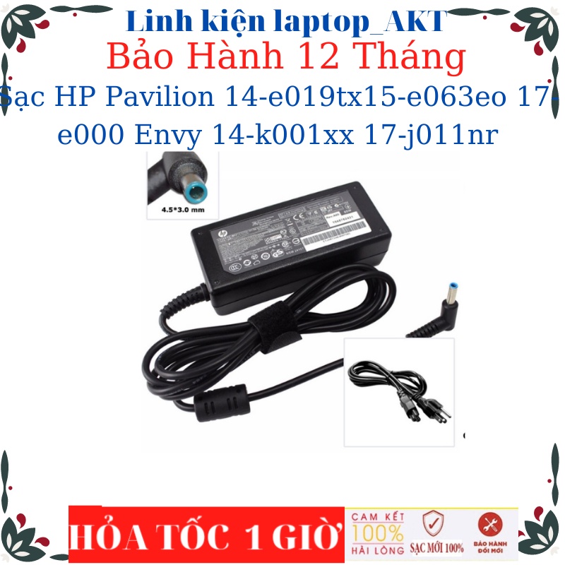 Sạc Laptop HP 19.V-4.62A-90W-ZIN chân kim nhỏ xanh Pavilion 14-e019tx15-e063eo 17-e000 Envy 14-k001xx 17-j011nr
