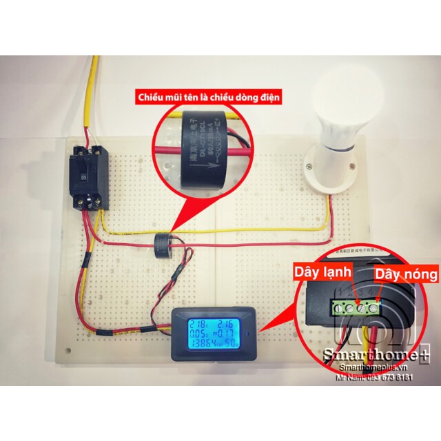 Công tơ điện tử PZEM-061 AC 220v 100A Đo điện áp, dòng điện, công suất thiết bị