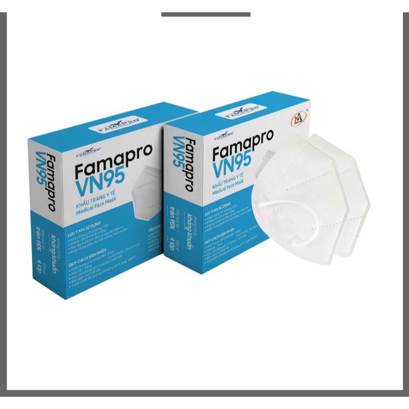 Khẩu trang VN95 Famapro nhiều màu chống Bụi Mịn Và Kháng Khuẩn, 1 hộp 10 cái - 1 thùng 500 cái, Combo 10-50 cái
