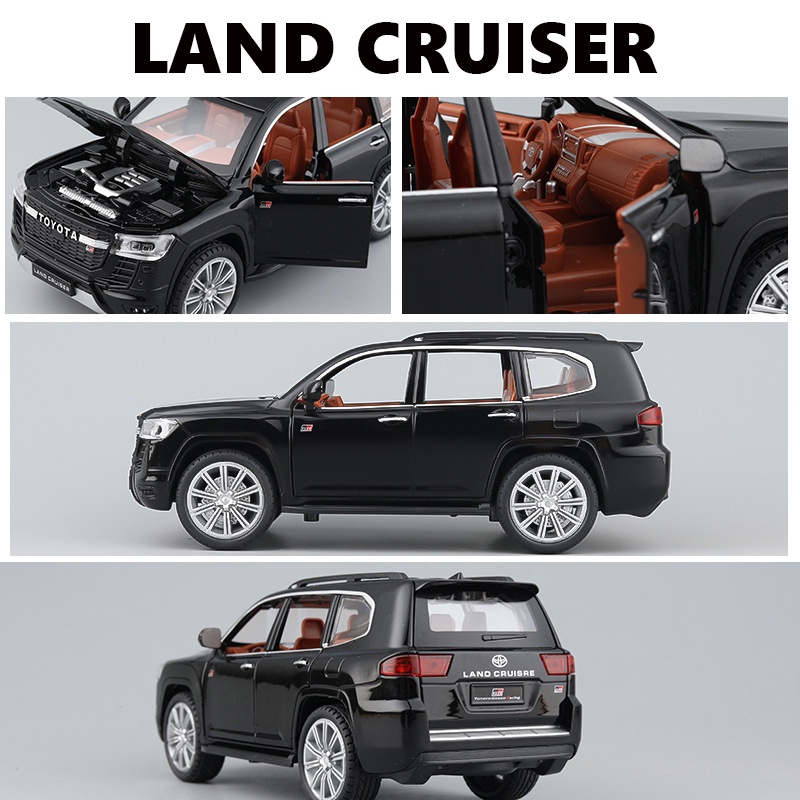 Mô hình xe ô tô Toyota LAND CRUISER GR sport 2022 tỷ lệ 1:24 thân hợp kim, mở full cửa có đèn âm thanh cót chạy đà