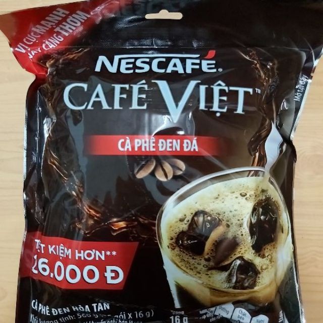 Tặng 1 Ly thủy tinh - Cà phê đen hòa tan NesCafé Café Việt 560g (16g x 35 gói)
