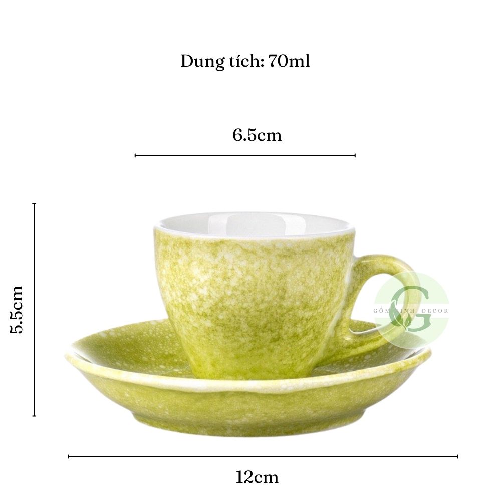 Ly Cà Phê Tách Cafe Espresso 70ml Gốm Sứ Bát Tràng Cao Cấp nhiều màu
