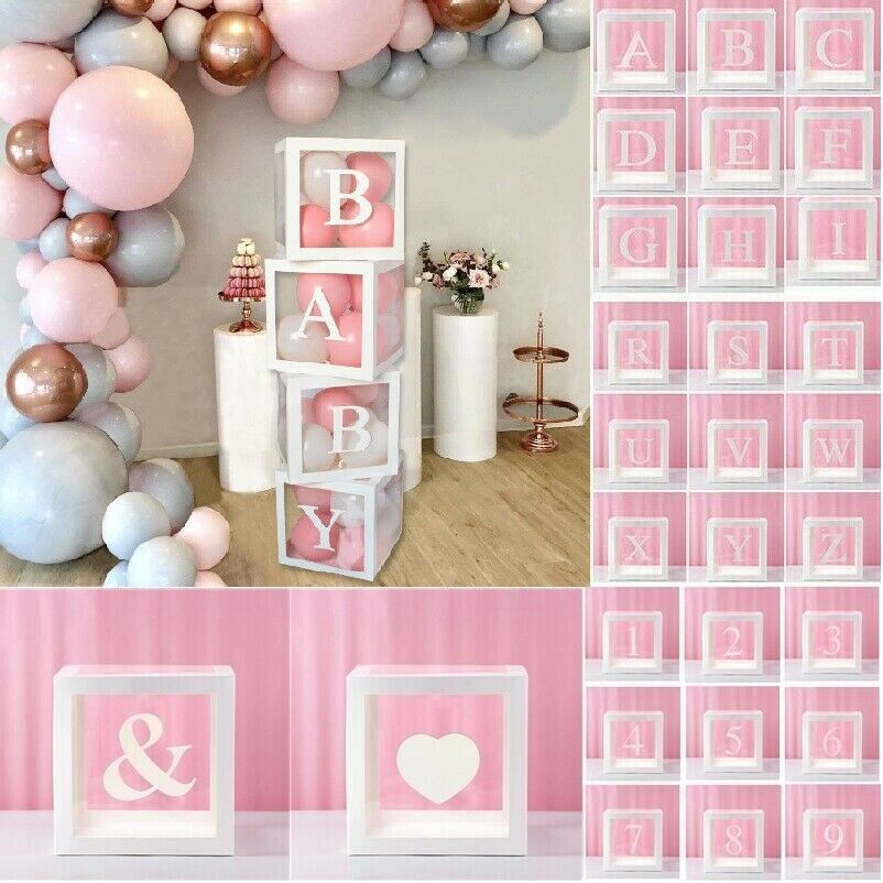 Hộp Bong Bóng 30x30cm Hình Chữ Cái A-Z Trang Trí Tiệc Sinh Nhật Bé