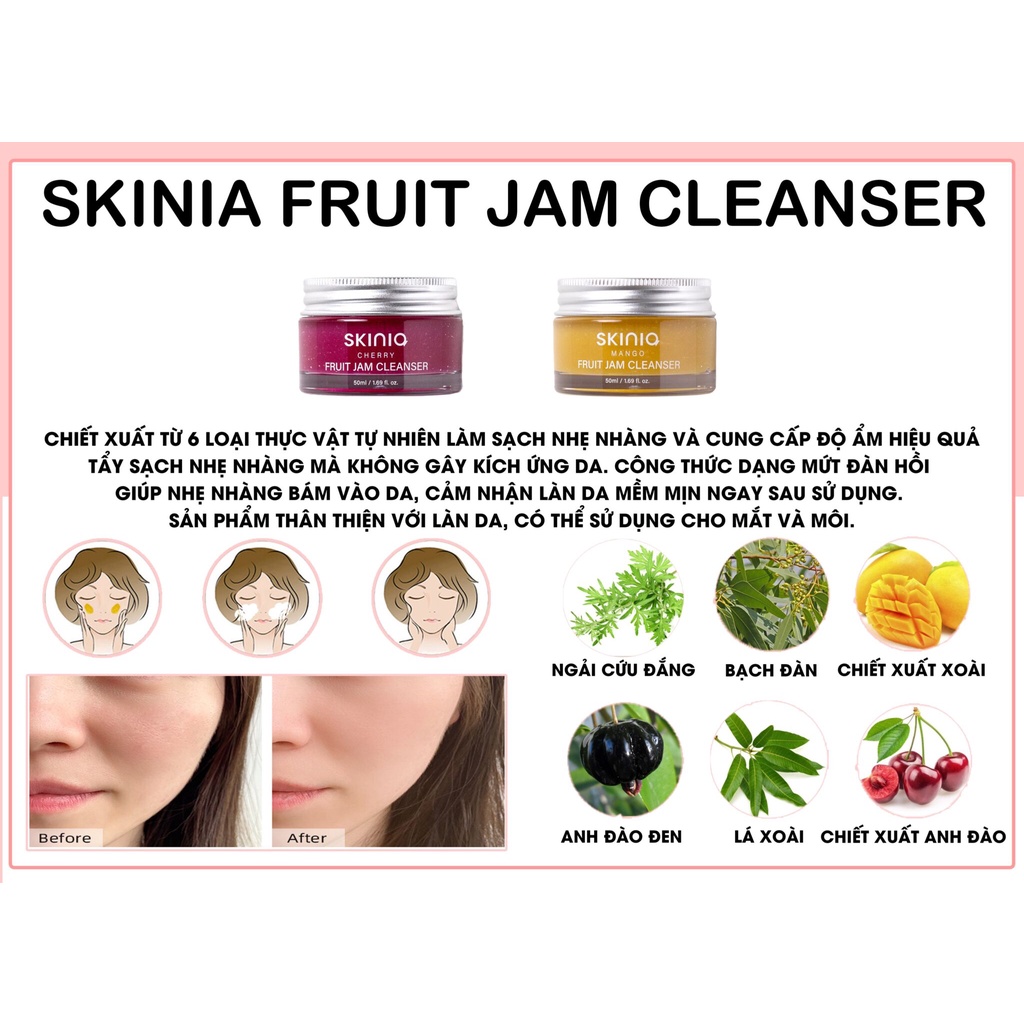 Rửa mặt &amp; Tẩy trang trái cây dạng mứt SKINIA FRUIT JAM CLEANSER GomiMall