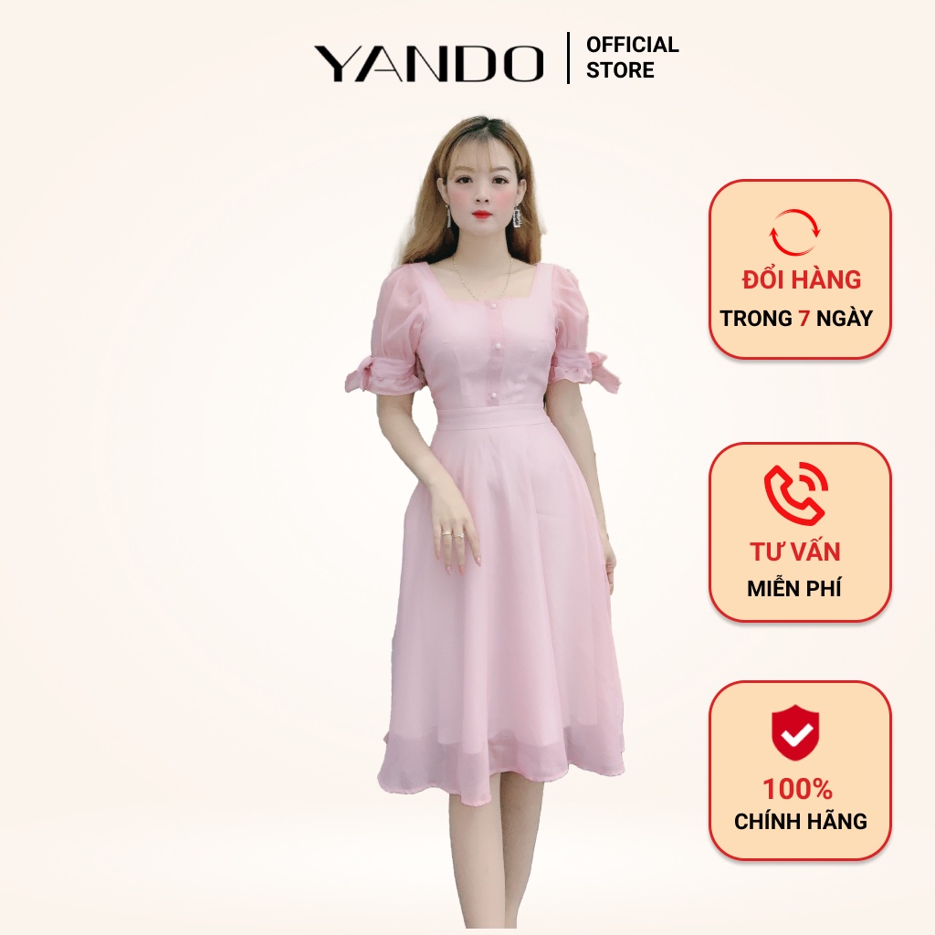 [Chính hãng] Đầm Voan Tay Nơ YANDO DA12