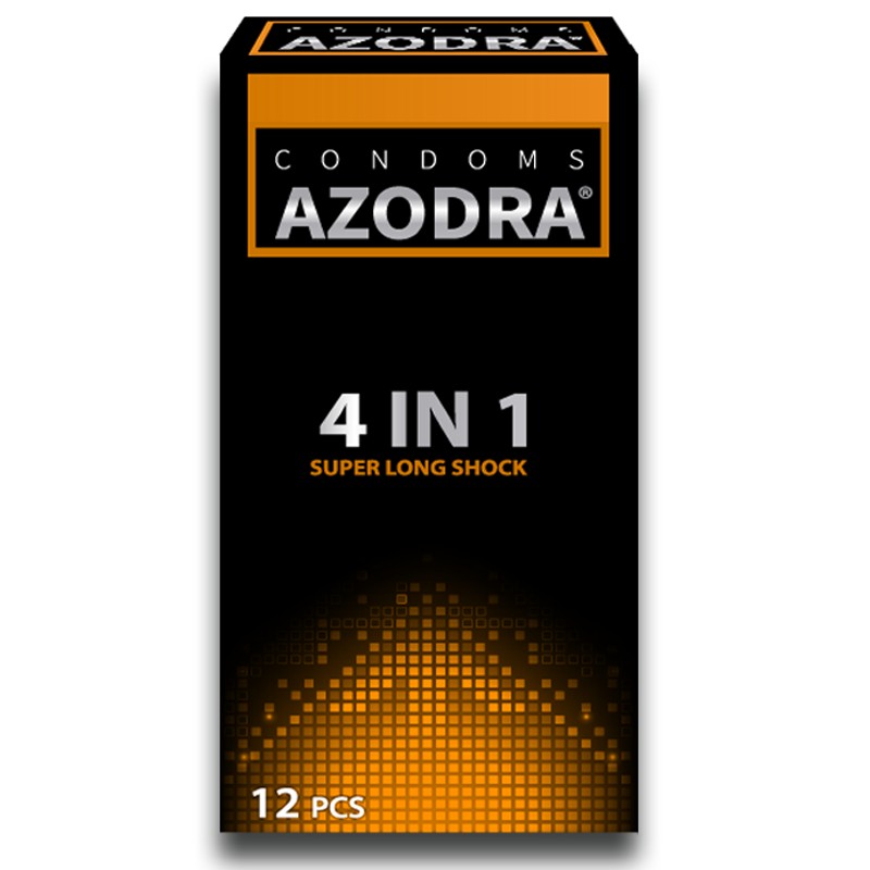 Bộ 2 hộp bao cao su gân gai kéo dài thời gian 4in1 Azodra 12 pcs