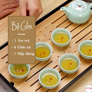 Bộ Ấm Chén Hình Cá 3D Cao Cấp Màu Xanh Thiên Nhiên - br00619