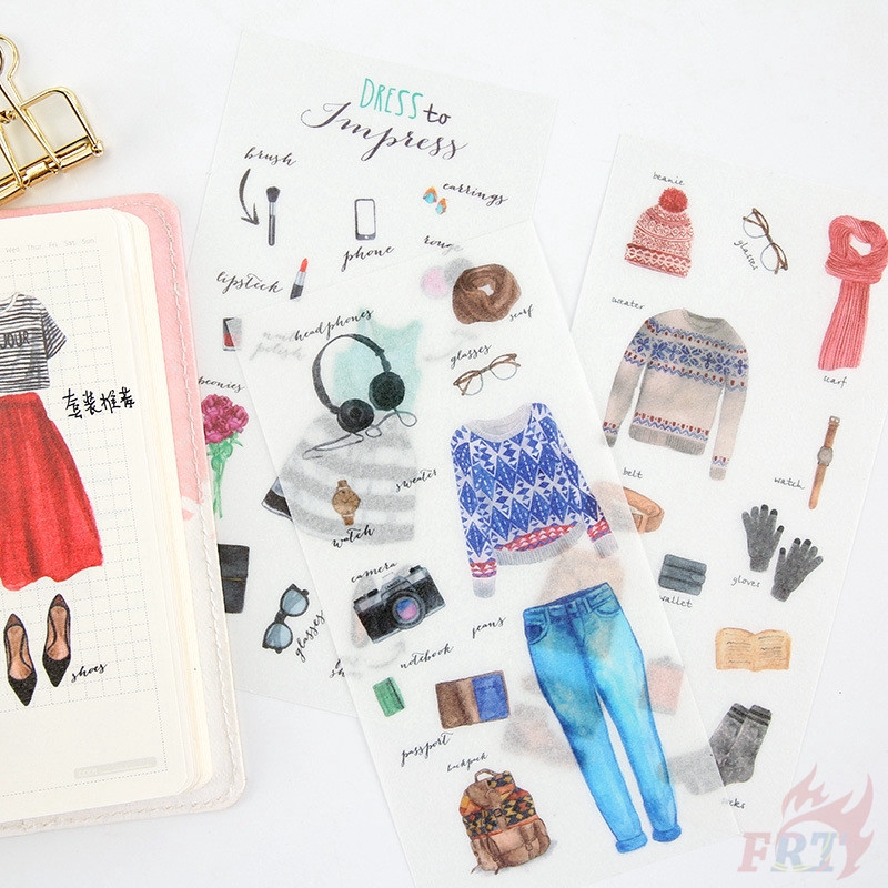 ❉ Fashion Model Clothes Stickers ❉ 6Sheet/set Colorful DIY Diary Scrapbooking Decals Stickers