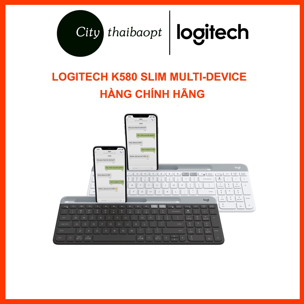 Bàn phím không dây bluetooth Logitech K580 Slim Multi device - Kết nối đa thiết bị