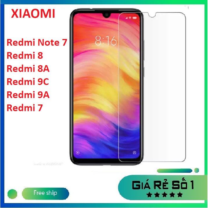Kính cường lực Xiaomi Redmi Note 7/ Redmi 8/ Redmi 8A/ Redmi 9C/ Redmi 9A/ Redmi 7 trong suốt không full màn hình