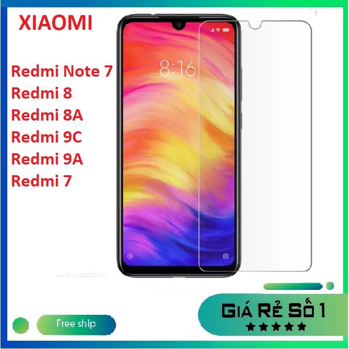 Kính cường lực  Xiaomi Redmi Note 7/ Redmi 8/ Redmi 8A/ Redmi 9C/ Redmi 9A/ Redmi 7 trong suốt không full màn hình