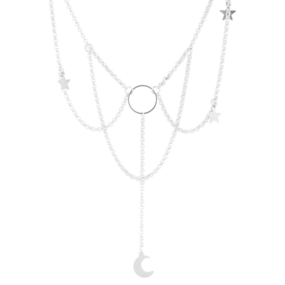 Vòng cổ Choker Nhiều Tầng Hình Mặt Trăng Ngôi Sao Thời Trang Dành Cho Nữ