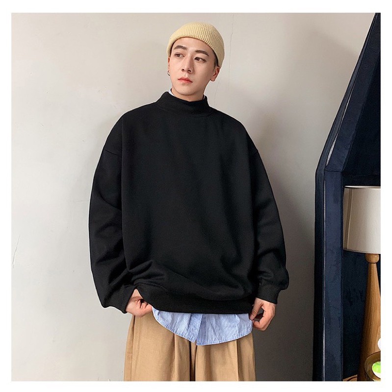 Áo SWEATER NỈ TRƠN ĐEN