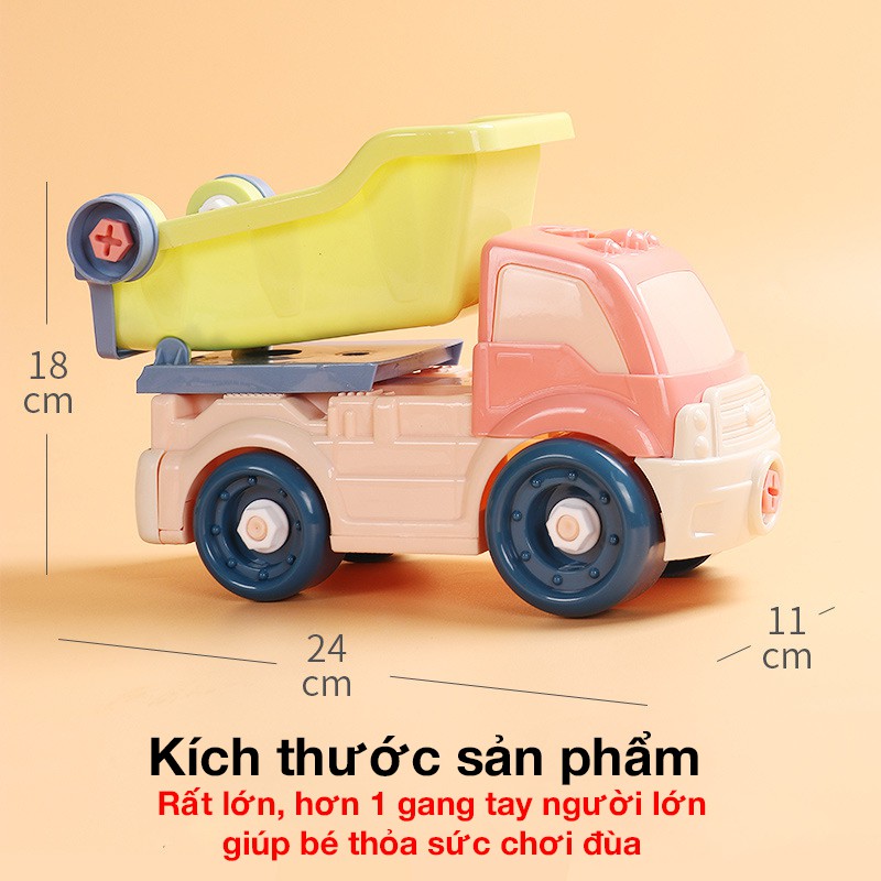 Bộ đồ chơi lắp ráp xe tải nhiều màu sắc kích thích giác quan của bé, kích thước rất lớn, nhựa an toàn (kèm vít)
