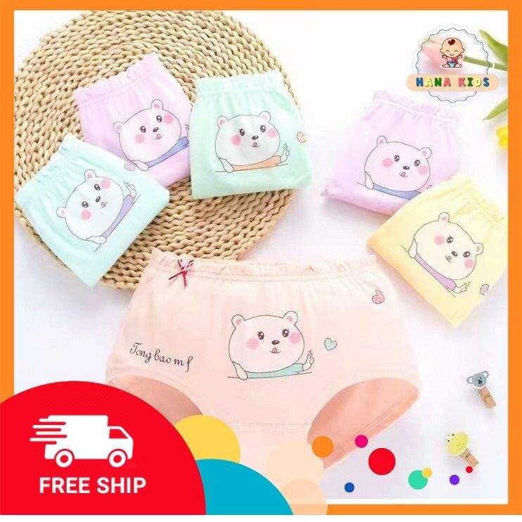 [Set]Quần lót tam giác bé gái cotton cao cấp mềm mại thoáng khí - Quần chíp trẻ em bảo vệ vùng kín size 8 - 30 kg