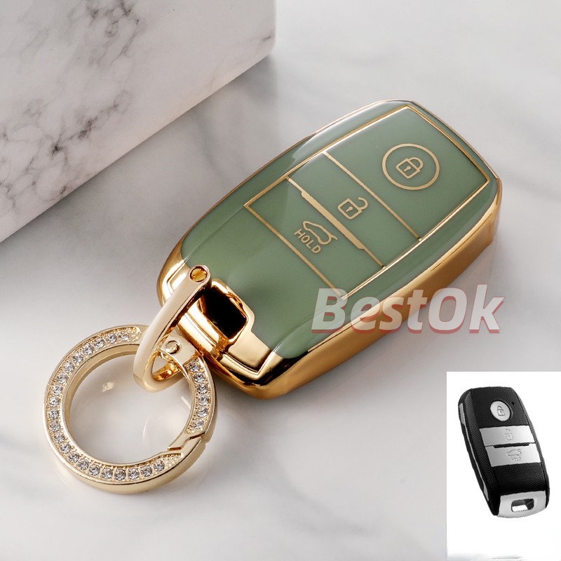 ốp chìa khoá Kia - k3 , Kia morning - Soluto - Seltos - Sonet - Móc da đính đá Bao Da Chìa Khóa Ô tô Kia Seltos,Soluto,K3, Cerato 14-18, Sorento, Morning 2021