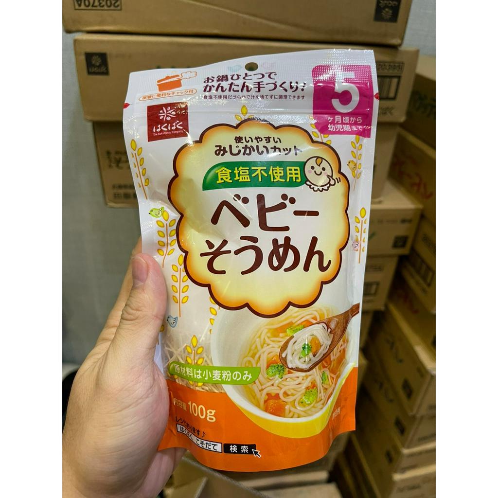 Mì somen Hakubaku hữu cơ tách muối cho bé ăn dặm trên 5 tháng, 7 tháng, 1 tuổi 100g