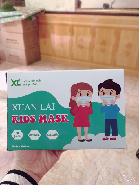 1 HỘP 50 CHIẾC KHẨU TRANG TRẺ EM 3 LỚP KHÁNG KHUẨN CHUẨN XUÂN LAI XL MASK