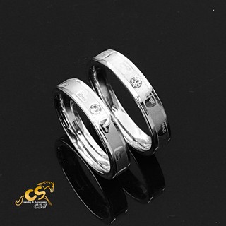 Nhẫn cặp inox trái tim lồng chữ love đính hột