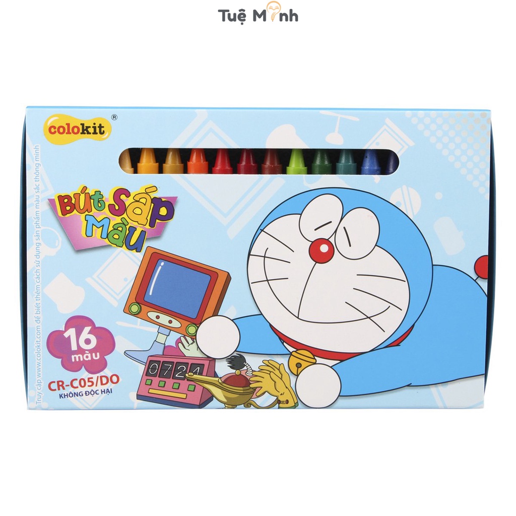 Bút Sáp tô màu bộ 16 màu Thiên Long Colokit Doraemon CR-C05/DO sáp vẽ màu mịn tươi sáng