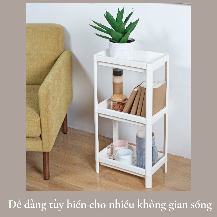 Kệ đa năng inochi đựng sách, mỹ phẩm, kệ nhà tắm, kệ bếp, kệ gia vị Tokyo Nhật Bản, khay có lỗ thoát nước, Vapu HCM