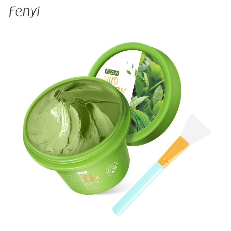 Mặt Nạ Bùn Trà Xanh Fenyi Hỗ Trợ Loại Bỏ Mụn Đầu Đen Kiềm Dầu Có Cọ Đắp Mặt Nạ Tiện Dụng 100g