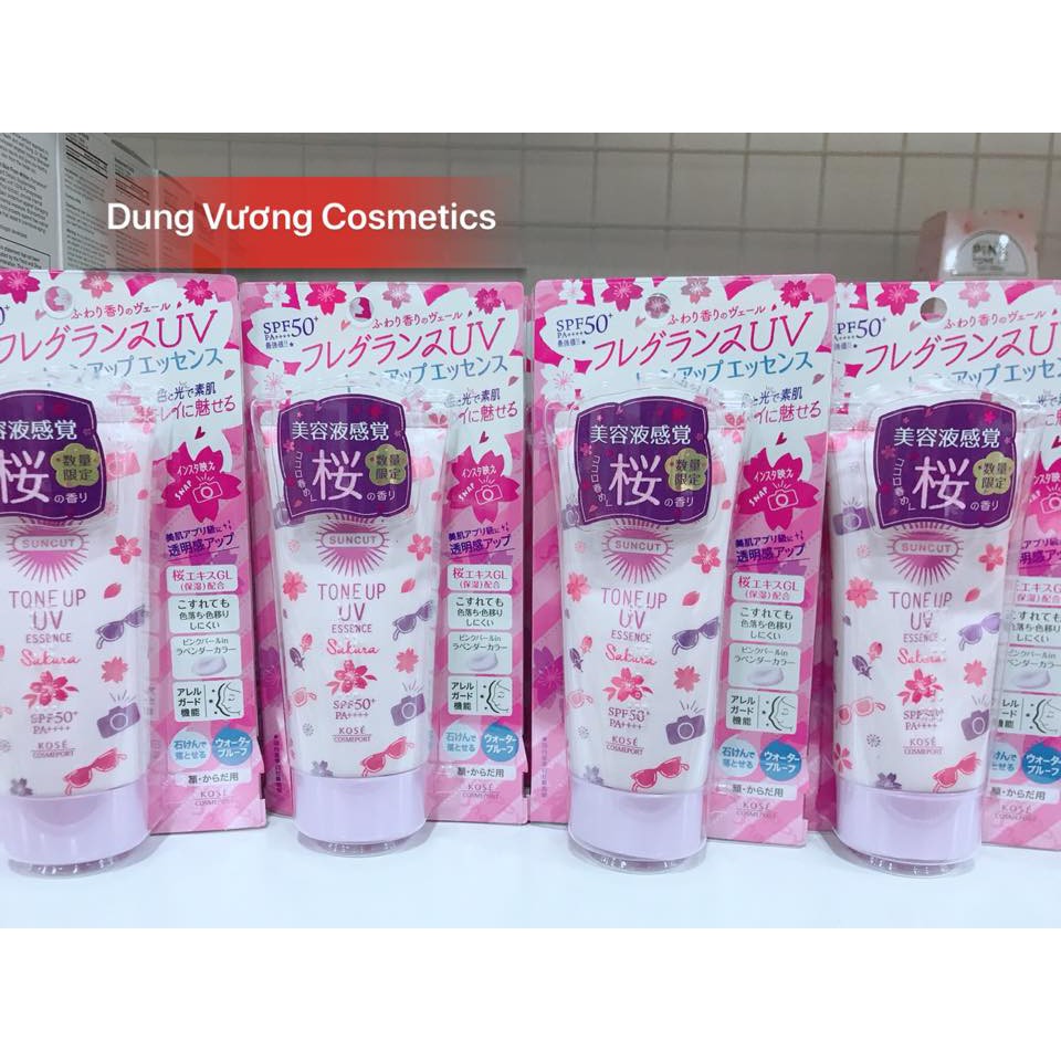 Kem Chống Nắng Nâng Tone Da Kose Tone Up UV Essence Sakura 80g