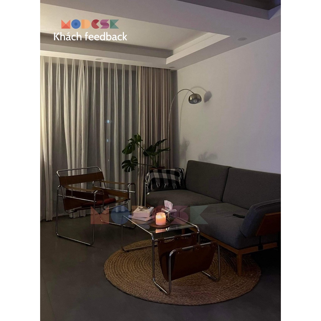 Bàn sofa - trà MODESK SS Sofa Long Table Glass Light (bộ 2 cái) inox 304 - kính cường lực  [phòng khách - quán cafe]