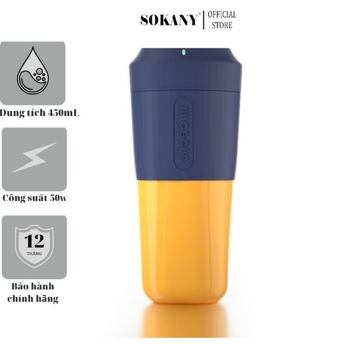 Cốc xay sinh tố mini cầm tay JUICE CUP 450ml pin 3000mah Công suất 50W -JC01 bảo hành 3 tháng