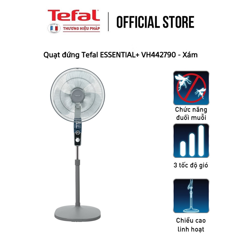 Quạt đứng kết hợp chức năng đuổi muỗi Tefal Essential VH442790, màu xám- BH 2 năm