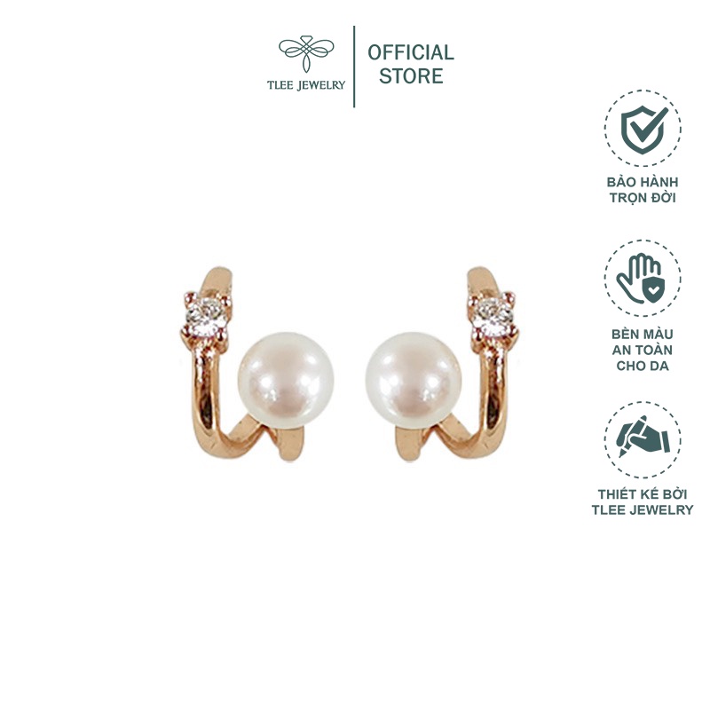 Khuyên tai bạc nữ TLEE Noemy đính trai nữ tính TleeJewelry B0179